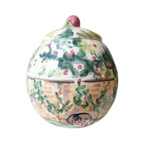 Vintage Estate of Mind Apple Orchard Hand Painted Cookie Jar Zrike Michal Sparks